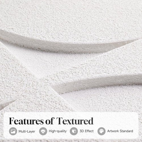 Large 3D Textured Wall Art by [Brand Name] - Modern Geometric Sandstone Design | 30x30 In White Abstract Decor