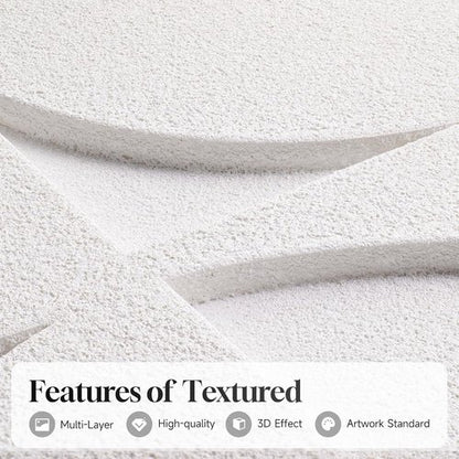 Large 3D Textured Wall Art by [Brand Name] - Modern Geometric Sandstone Design | 30x30 In White Abstract Decor