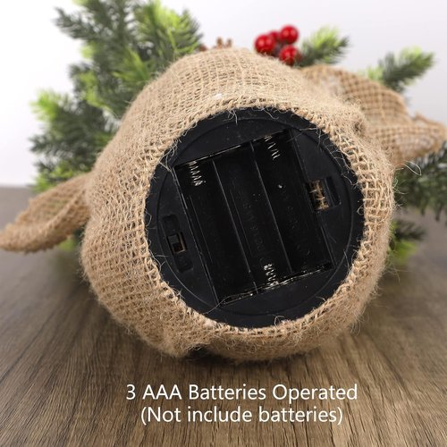 Juegoal 24-Inch Lighted Mini Christmas Trees - Battery Operated Pine Trees with Burlap Base for Holiday Decor
