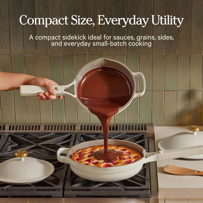 Our Place Mini Perfect Pot - 2.5 Qt Ceramic Cookware with Lid & Spatula | PFAS-Free, Nonstick, Induction & Oven-Safe | Blue Salt