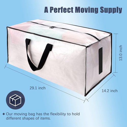 HOMESURE Large Water-Resistant Moving Bags - 8 Pack Heavy-Duty Storage Totes with Zippers & Handles | Semi-Transparent