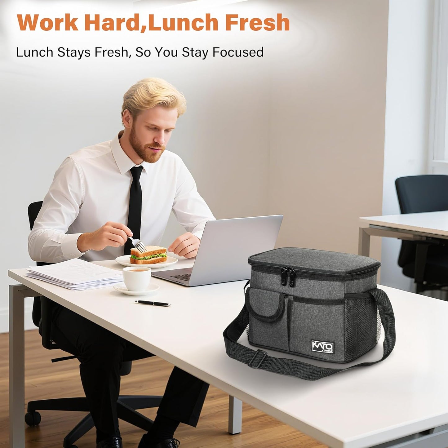 Tirrinia Insulated Lunch Bag - Leakproof Soft Cooler for Adults & Kids | Charcoal Color, Perfect for Work, School & Picnics