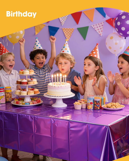 Niuara Iridescent Purple Table Cloth - 4 Pack Disposable 54" × 108" Rectangle Covers for Parties & Events