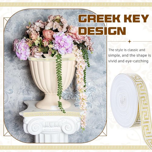 Greek Key Ribbon - 25 Yards of 3/4" Grosgrain for Gift Wrapping & DIY Crafts | Sport Theme Decor