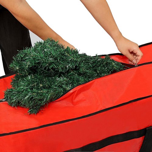 HOMEST Christmas Tree Storage Bag - Fits 4.5-7ft Artificial Trees | Zippered Design with Reinforced Handles, Red