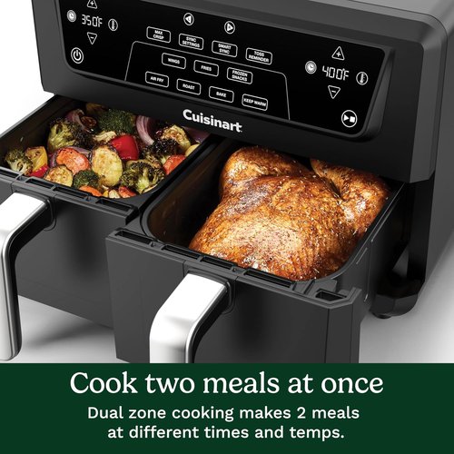 Cuisinart Dual Basket Air Fryer - 11 QT Capacity with 4 Cooking Functions & Sync Finish