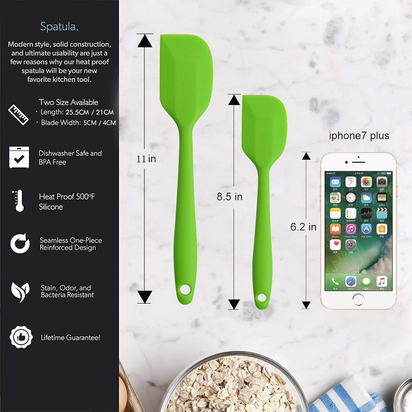 Skiennix Silicone Spatulas - 11 Inch Heat Resistant Rubber Scrapers | Non-Stick Seamless Design (4 Pack)