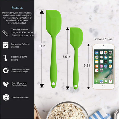 Skiennix Silicone Spatulas - 11 Inch Heat Resistant Rubber Scrapers | Non-Stick Seamless Design (4 Pack)