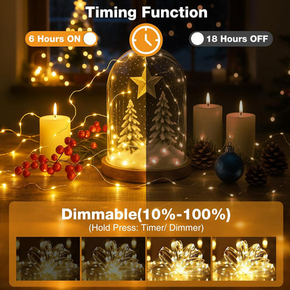 Skiennix 16FT 50 LED Fairy Lights - Battery Operated with Timer & 8 Modes | Warm White Mini String Lights for DIY Holiday Decor