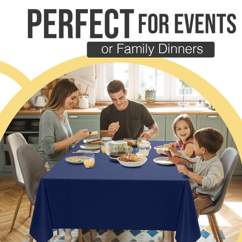 Exquisite 66% Thicker Premium Plastic Table Cloth Rectangle Table Cover 0.5 Mil 12 Pack Navy Blue Table Cloth 54 Inch x 108 Inch Disposable Tablecloth Won't Tear Easily Like Cheap Thin Brands
