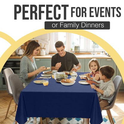 Exquisite 66% Thicker Premium Plastic Table Cloth Rectangle Table Cover 0.5 Mil 12 Pack Navy Blue Table Cloth 54 Inch x 108 Inch Disposable Tablecloth Won't Tear Easily Like Cheap Thin Brands