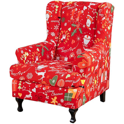 Wingback Chair Slipcover 2-Piece Universal Fit, Elastic, Anti-Pill 92% Polyester