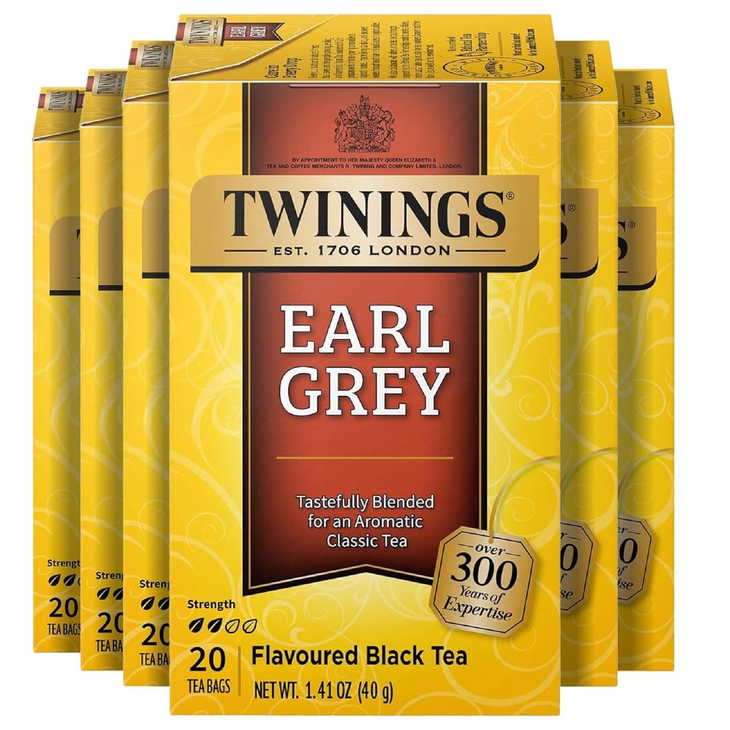 Twinings Earl Grey Individually Wrapped Black Tea Bags, 20 Count (Pack of 6), Caffeinated, Flavoured with Citrus and Bergamot, Enjoy Hot or Iced