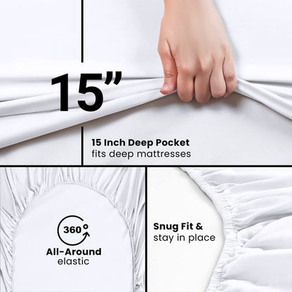 Utopia Bedding Twin Fitted Sheets - Bulk Pack of 02 Bottom Sheets - Soft Brushed Microfiber - Deep Pockets - All Around Elastic (White)