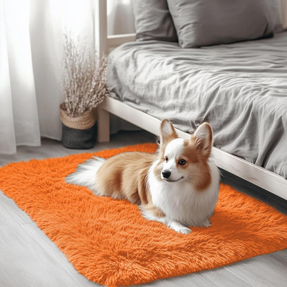 OLANLY Small Bedside Rug - Soft Fluffy Shaggy Machine Washable Carpet for Kids & Nursery | Orange