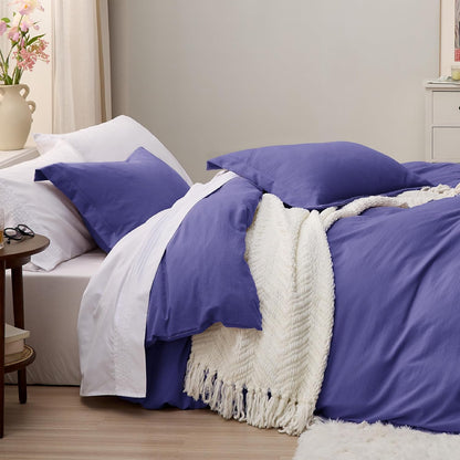Bedsure King Size Duvet Cover Set - Extra Soft Prewashed Cotton-Like Polyester in Skipper Blue | 3 Pieces with Zipper Closure