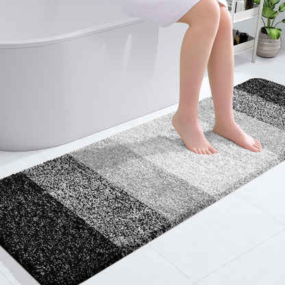 OLANLY Bathroom Runner Rug - Extra Soft Microfiber, Quick Dry & Machine Washable | 59x20 Inches, Black