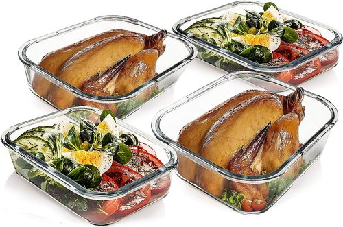 M MCIRCO Glass Food Storage Containers Set - Extra Large 80 oz & 36 oz, Airtight & Versatile for Microwave, Oven, Freezer