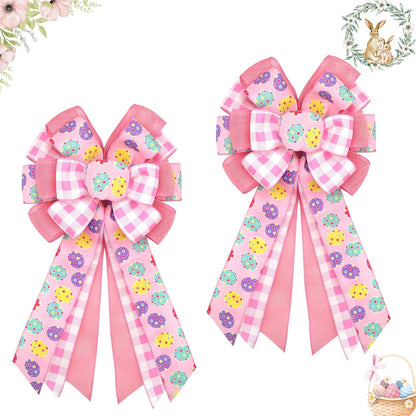 Montekin Large Easter Bows - Pre-Tied Wired Ribbon Bow for Wreaths | 20x11 Inch, 2 Pack in Pink