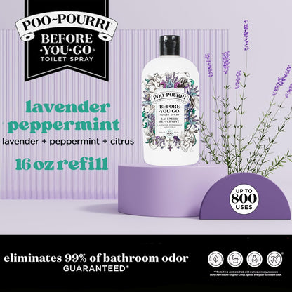 Poo-Pourri Before-You-Go Toilet Spray Refill - Lavender Peppermint | 16 Fl Oz, Up to 800 Uses, Essential Oil Deodorizer