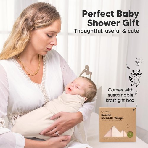 3-Pack Organic Baby Swaddle Sleep Sacks - Swaddles for Newborns, Infant 3-6 Months, Baby Girls, Boys, Soft & Snug Newborn Sleep Sack, Nursery Swaddling Blankets (Angelic, L)