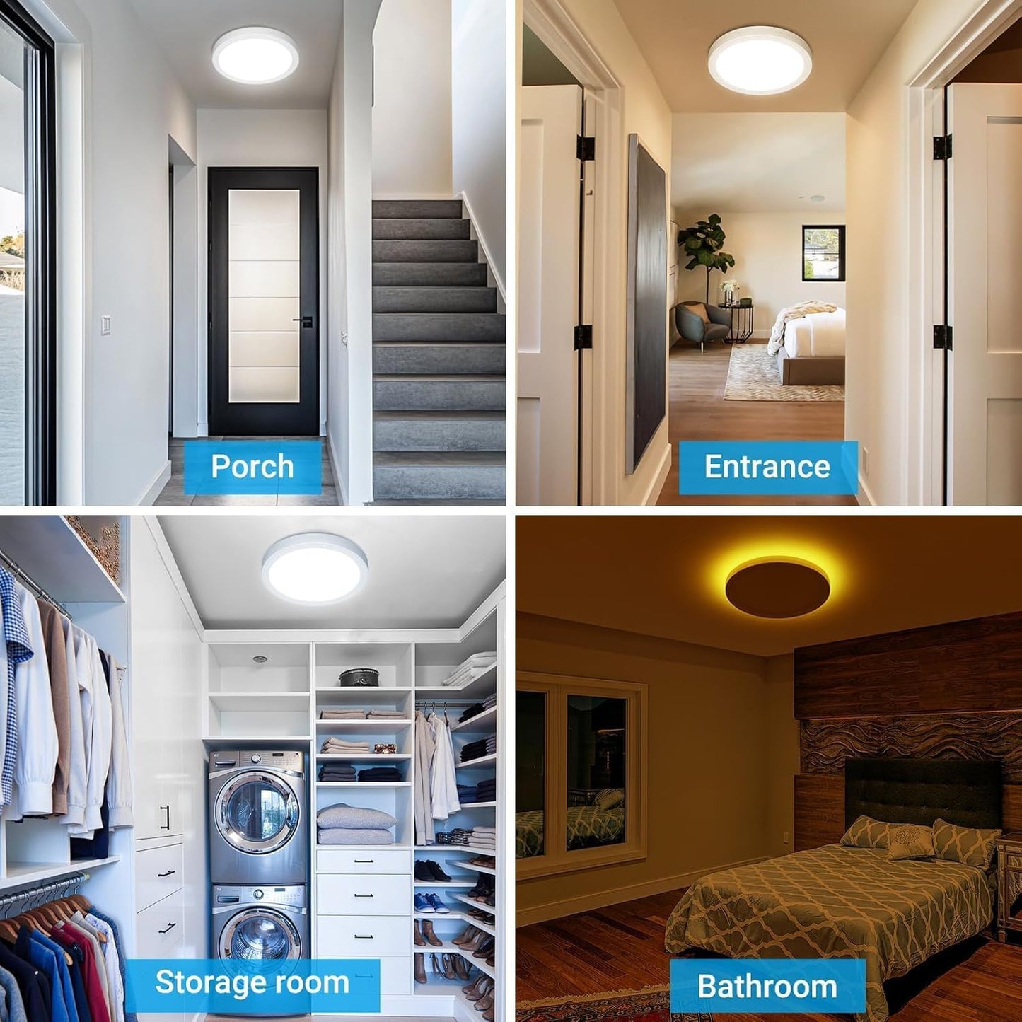 Skiennix 12-Inch LED Ceiling Light - 24W 2400LM Adjustable Warm to Cold White | Ideal for Bedroom, Bathroom, Kitchen
