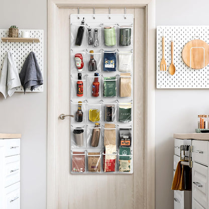 Simple Houseware Over The Door Shoe Organizer - 24 Clear Pockets, White (56" x 22.5")