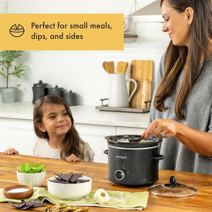 Crock-Pot 2-Quart Manual Slow Cooker - Perfect for Small Meals & Dips | Removable Stoneware, Black