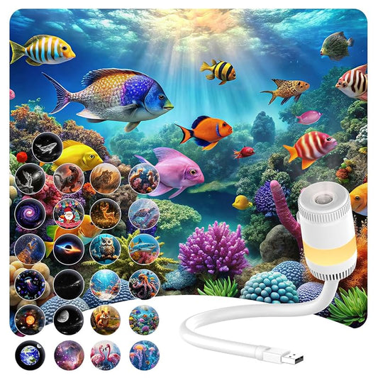 2-in-1 Galaxy & Ocean Projector for Bedroom – 4K Discs, 360° Rotating Night Light