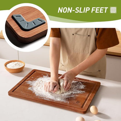 Bamboo Cutting Board Set by [Brand Name] - 3 Pack with Non-Slip Feet & Juice Groove | Extra Large & Small Sizes