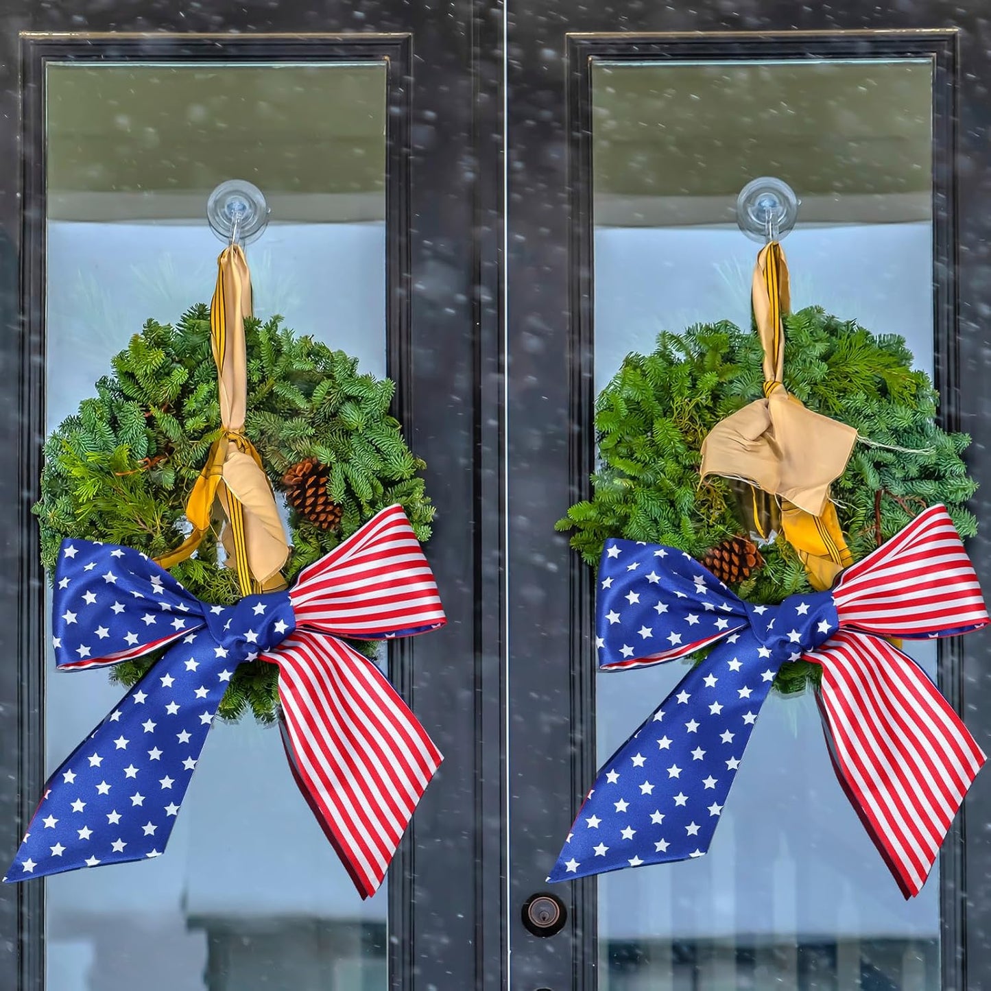 Skiennix 4th of July Patriotic Sash - Reversible Wreath Scarf for Festive Outdoor Decor | 2 Pcs