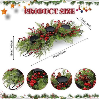 Cindeer 30 Inch Christmas Candle Holder - Elegant Table Centerpiece for Holiday Decor | Classic Design