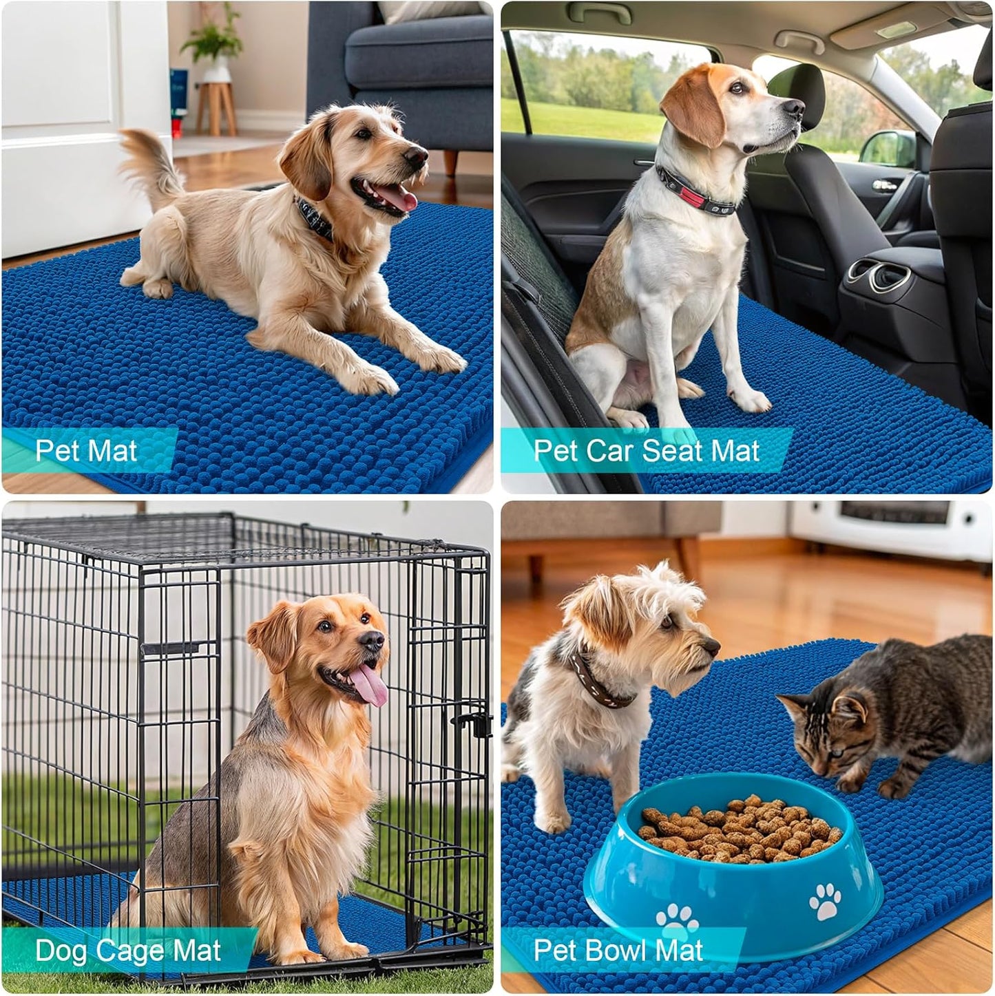 OLANLY Dog Door Mat - Absorbent Non-Slip Washable Doormat for Muddy Paws | 54x32 Deep Navy Blue