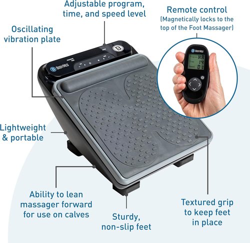 BodyMed Foot Massager | Deep Tissue Vibration Massage Therapy | At-Home Massager with Remote Control | Fast Relief from Neuropathy, Plantar Fasciitis, Improves Circulation
