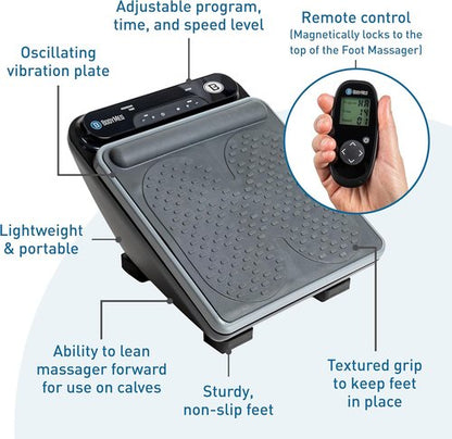 BodyMed Foot Massager | Deep Tissue Vibration Massage Therapy | At-Home Massager with Remote Control | Fast Relief from Neuropathy, Plantar Fasciitis, Improves Circulation
