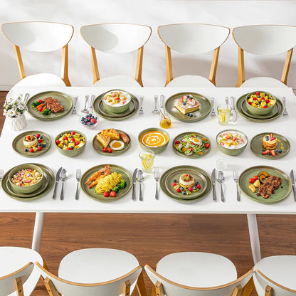 Vancasso ZERMATT Dinnerware Set - 24-Piece Stoneware Dish Set for 8 | Scratch Resistant, Dishwasher & Microwave Safe, Green