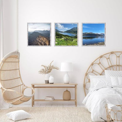 JCJMY 13x13 Rustic White Picture Frame - Versatile Wall Mounting, Shatter Resistant Plexiglass