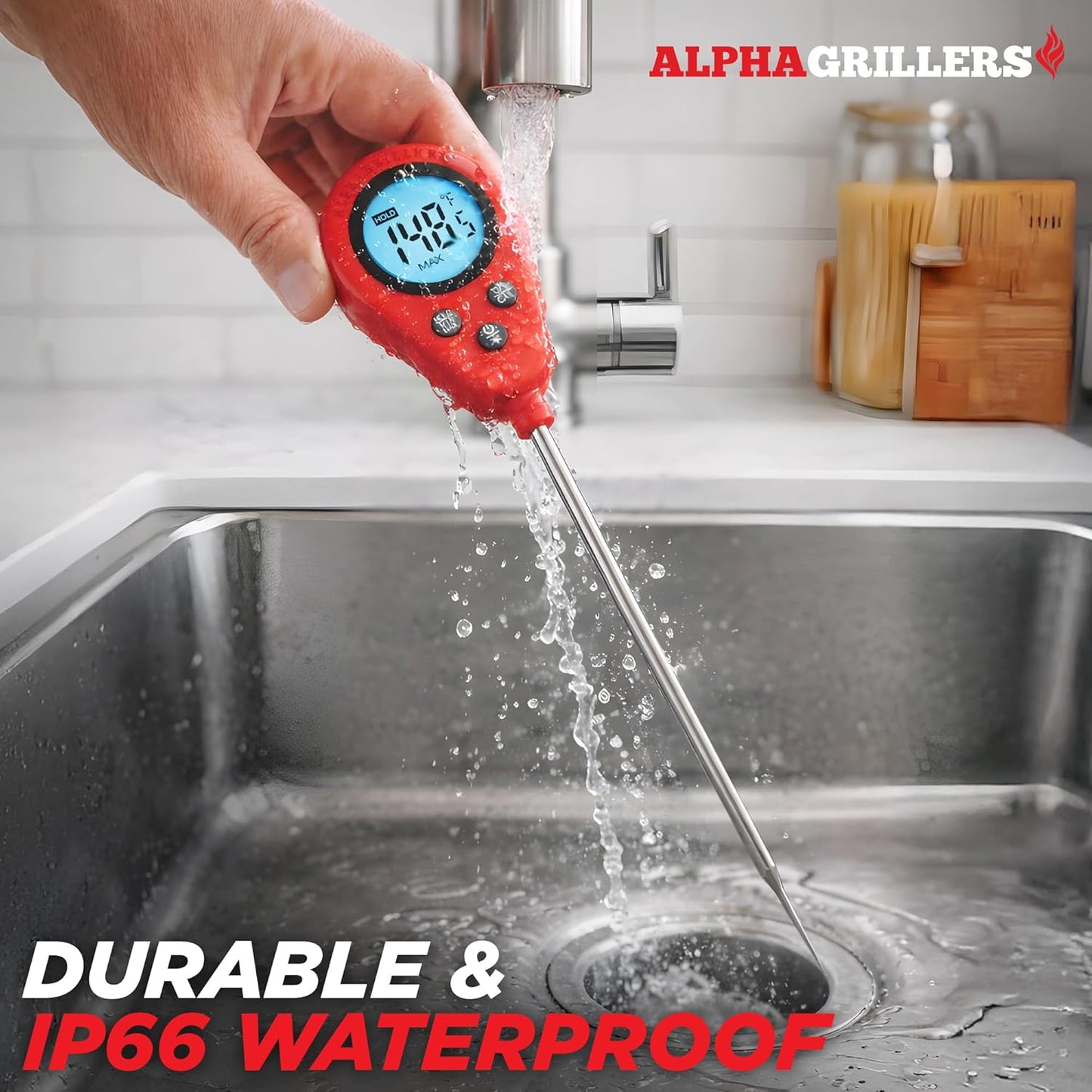 Alpha Grillers Instant Read Meat Thermometer - Digital Cooking Thermometer for Perfectly Cooked Meats | Fast Probe Design