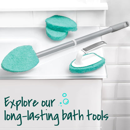 Scotch-Brite Extendable Tub & Tile Scrubber Kit - 1 Handle & 3 Non-Scratch Pads for Easy Cleaning