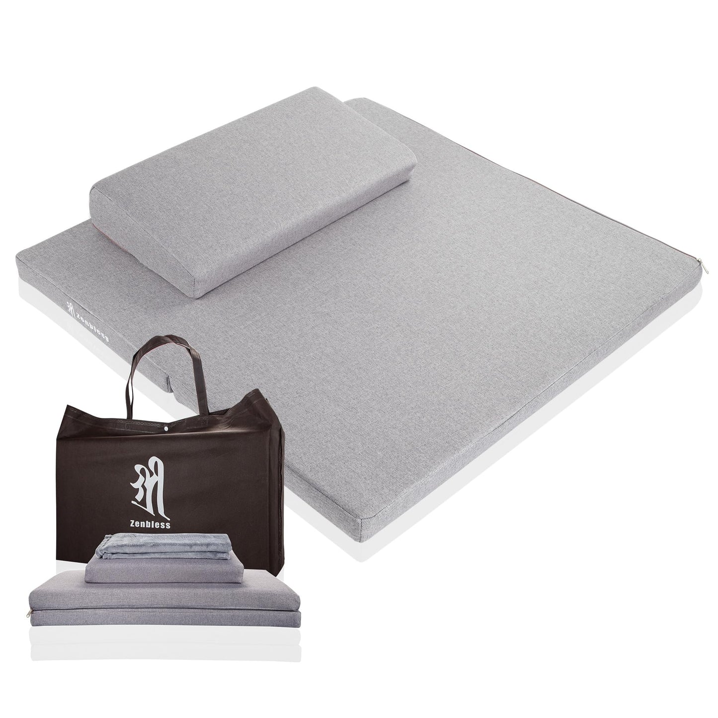 ZenBless Zafu Meditation Cushion Set,Yoga Meditation Pillow for Sitting on Floor,Large Square Meditation Mat and Pillow Set，Meditation Floor Pillow, Washable Cover(27.6")