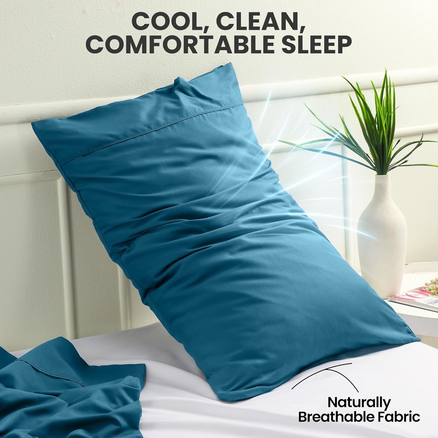 Utopia Bedding Queen Pillow Cases - Soft Brushed Microfiber - 2 Pack, Fade Resistant | Denim Blue 20 x 30 Inches