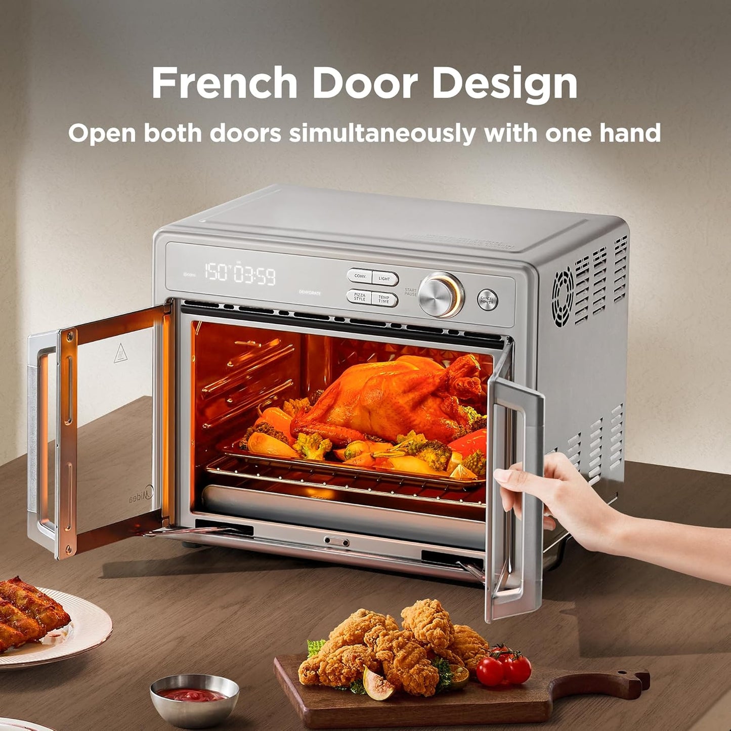Midea Flexify Pro Toaster Oven Air Fryer Combo - 26.4 QT French Door Design | Graphene Juicy-Lock Cooking, 450°F