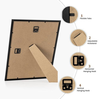 11x14 Picture Frame Set of 2,Display Pictures 11"x14",Black Photo Frame with Shatter Resistant Plexiglass,Picture Frames 11x14 Tabletop and Wall Mount,Poster Frame for Display Certificate Document