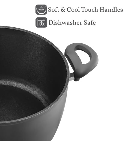 Saflon Titanium Nonstick 6-Quart Stock Pot with Tempered Glass Lid, 4mm Forged Aluminum with PFOA Free Coating from England