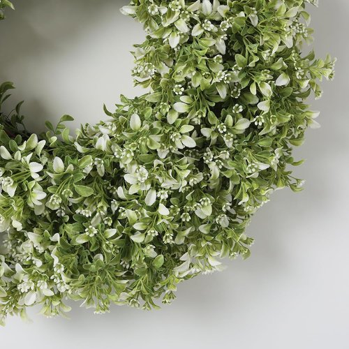 Aglaia Odorata 26" Artificial Boxwood Wreath - Large Faux Eucalyptus Leaves for Year-Round Outdoor Decor | White-Green