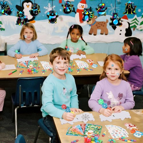 BenLouis Snowflake Holiday Classroom Gift Prizes - Winter Party Favors for Kids | 12-Set Goodie Bag Stuffers