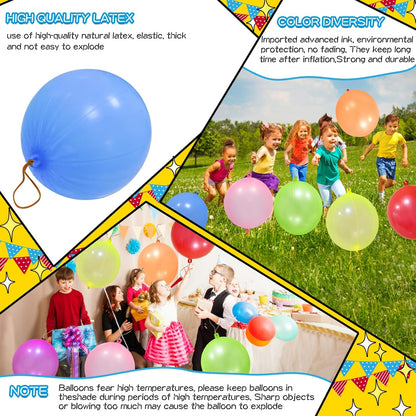 Punch Balloons - 48pcs Neon Party Favors for Kids | Fun Carnival Bounce Balloons with Rubber Bands