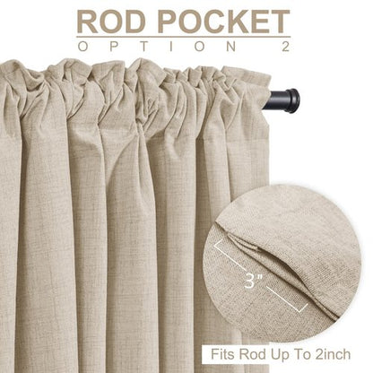 100% Blackout Shield Linen Blackout Curtains for Bedroom 80 Inches Long, Back Tab/Rod Pocket Living Room Drapes, Thermal Insulated Blackout Curtains 2 Panels Set, 50" W x 80" L, Oatmeal