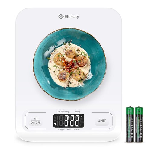 Etekcity Digital Food Kitchen Scale - Accurate Grams & Ounces Measurement for Baking & Meal Prep | Medium White