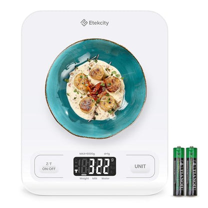 Etekcity Digital Food Kitchen Scale - Accurate Grams & Ounces Measurement for Baking & Meal Prep | Medium White